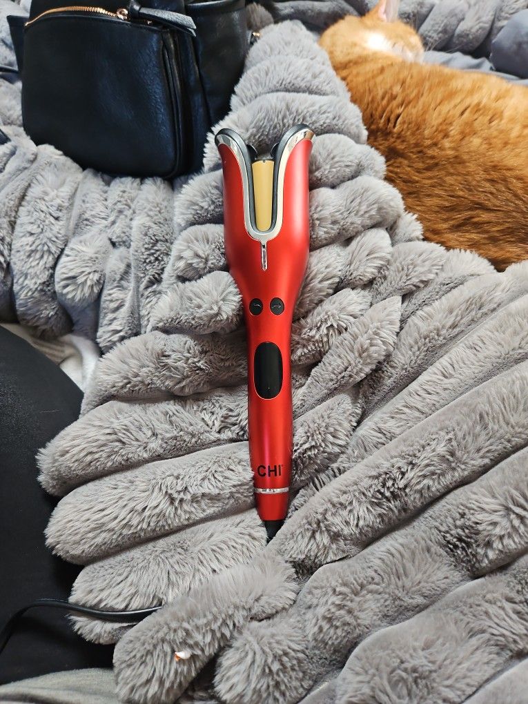 CHI Spin & Curl Ceramic Rotating Curler In RED!
