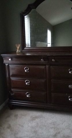Cherrywood Dresser & Mirror Combo     Real wood!!