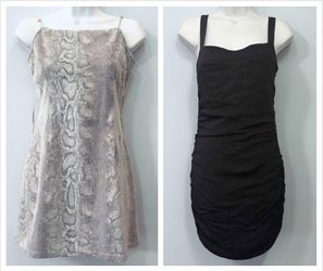 2 Urban Outfitters mini dress lot snake print + black ruched bodycon size M