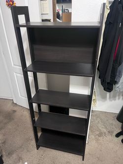 Dark Brown 5-Shelf Ladder Bookcase