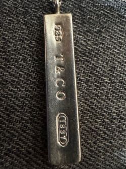 Tiffany and Company, 1837 Sterling silver bar pendant necklace