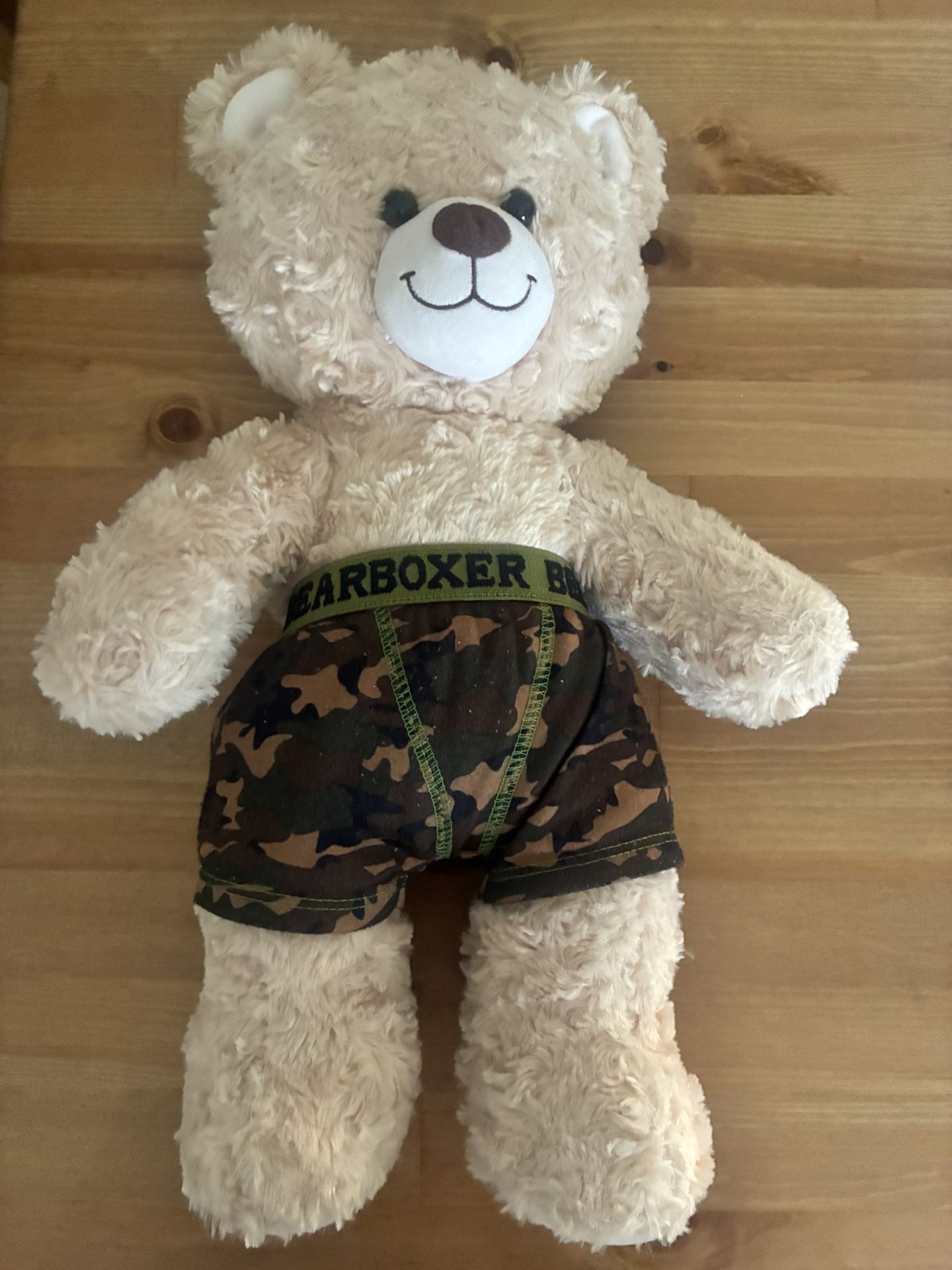 Brown Build-A-Bear Plush with Camouflage Shorts