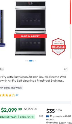 LG 30 inch double wall oven with air fry