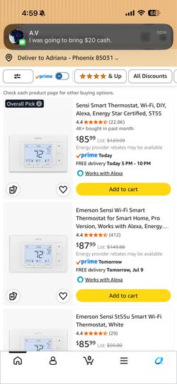 AC Sensi smart thermostat for AC
