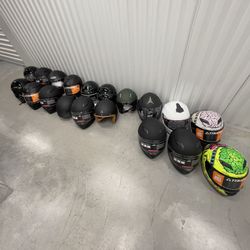 19 Motorcycle Helmets – Full Face, Open Face, DOT Approved – Bulk Lot Deal