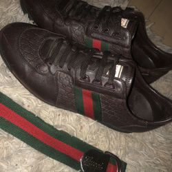 Gucci Leather trainers Good condition Brown, Leather Size 9 1/2
