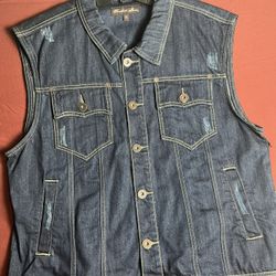 Knockout Jeans Blue Denim Vest Summer Fall Spring Work Casual Wear