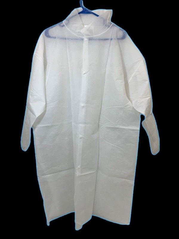 5 NEW Uline Disposable Economical White Lab Coats ; Sz: 2XL, No Pockets, Snap Closure