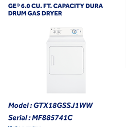 GE GAS DRYER & ELECTRIC WASHER