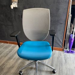 Pair of Blue and Grey Mesh Office Chairs