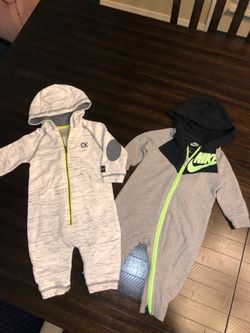 Baby zip up onsies Nike and Calvin Klein