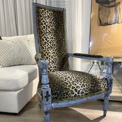 Antique Louis XV Style High-Back Armchair Newly Upholstered 