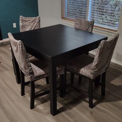 35.5" Square extendable Ikea dining table and 4 chairs