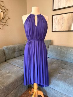 Purple Pleated Halter Neck High-Low Dress