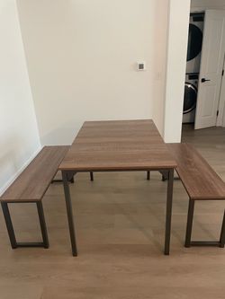 Dinning Room Table, Benches, And Two Chairs