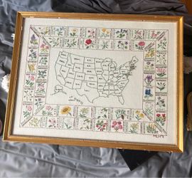 States flower framed quilt