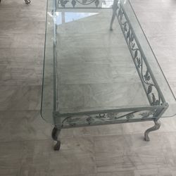 Antique Living Room Glass Coffee Table 