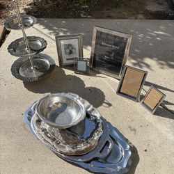 Silver Haul! Plates, Tiered Stand, Photo Frames