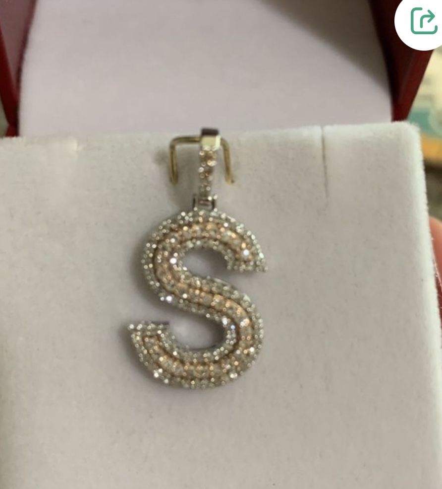 AUTHENTIC & Real!! 14k White & Rose Gold “S” Pendant 0.74ct ***SERIOUS BUYERS ONLY****
