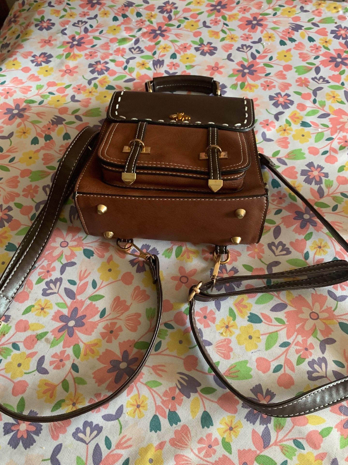 Little Bee black and brown mini backpack