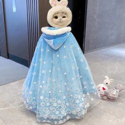 Princess Elsa Fancy Dress + Cape ( Together) Like New 