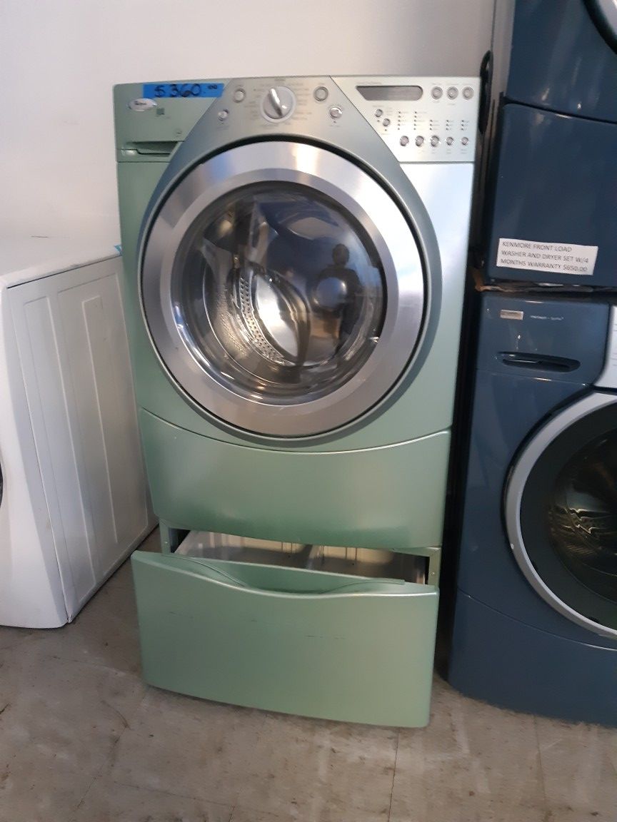 WHIRLPOOL FRONT LOAD WASHER WITH PEDESTAL WORKING PERFECTLY W/4 MONTHS WARRANTY