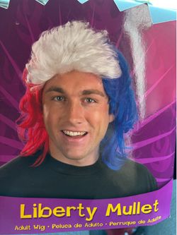 New, Liberty 4th of July Patriotic mullet party wig
