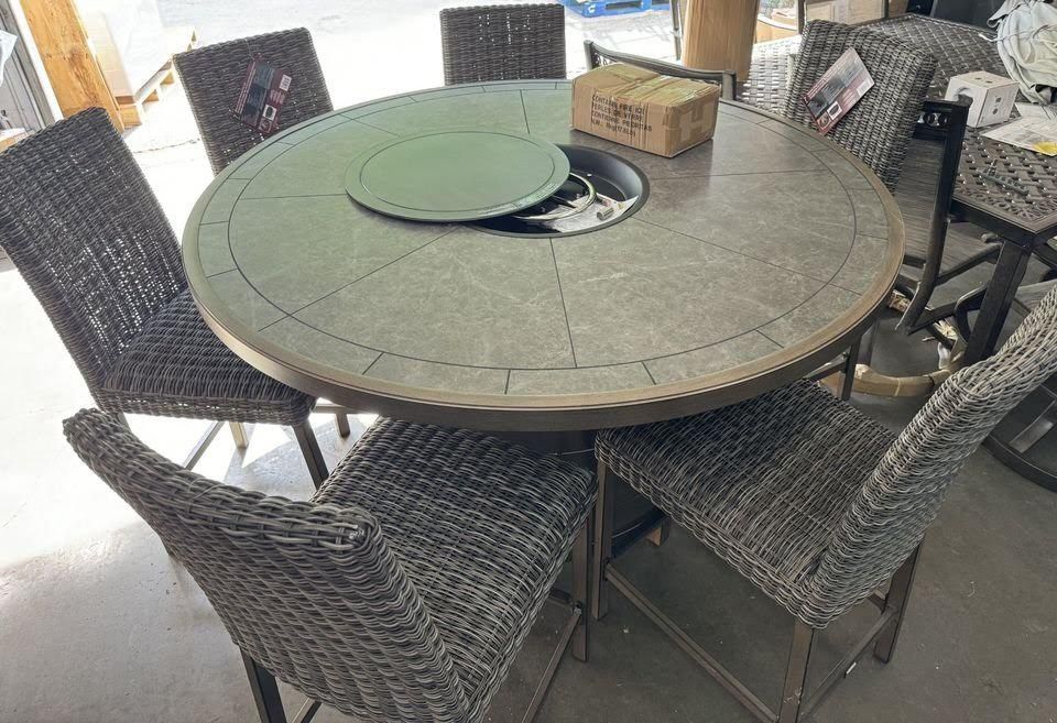 Agio McKinnon 7-piece Fire Outdoor Dining Set