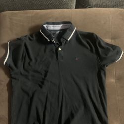 Tommy Hilfiger Polo Black with White Trim Casual/Preppy Style 