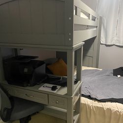 Bunk Bed With Bottom Mattress, Stairs And Desk