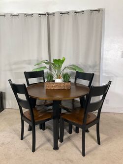 Double Drop-Leaf Kitchen Dining Table & 4 Chairs SPACE SAVER!