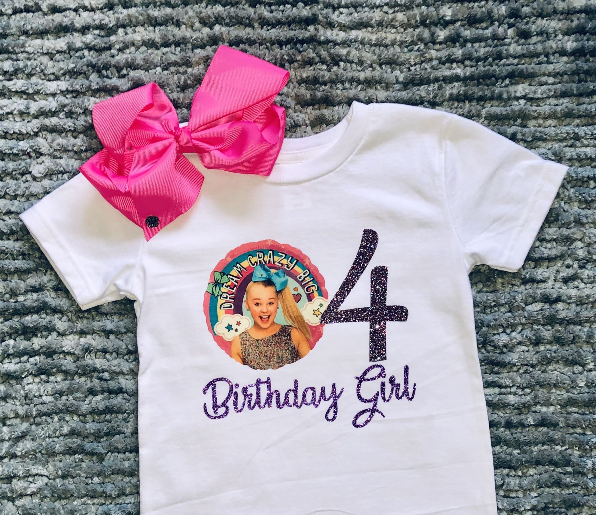 JoJo Siwa Birthday Girl 4th Birthday Shirt & Bow 4T