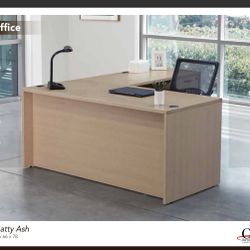 Beige L Shaped Desk With Pedestal 