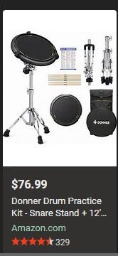 Brand New Donner Drum Practice Pad For Beginner,12’’