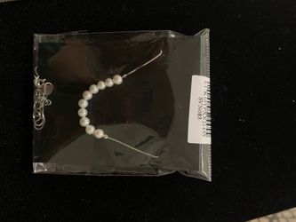 925 sterling silver box chain and pearl neckless 18"