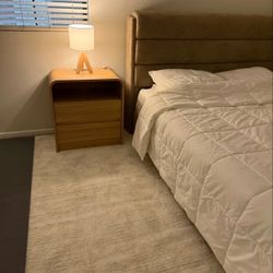 Wood Nightstand with Drawer and Open Shelf