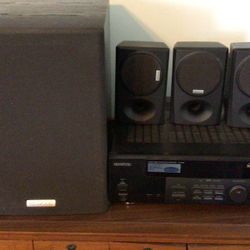 5 Piece Home Theater Set Kenwood AV Surround Receiver VR-505