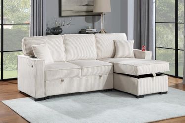 2 PC  Convertible Sectional    W/ Pull - Out Bed 