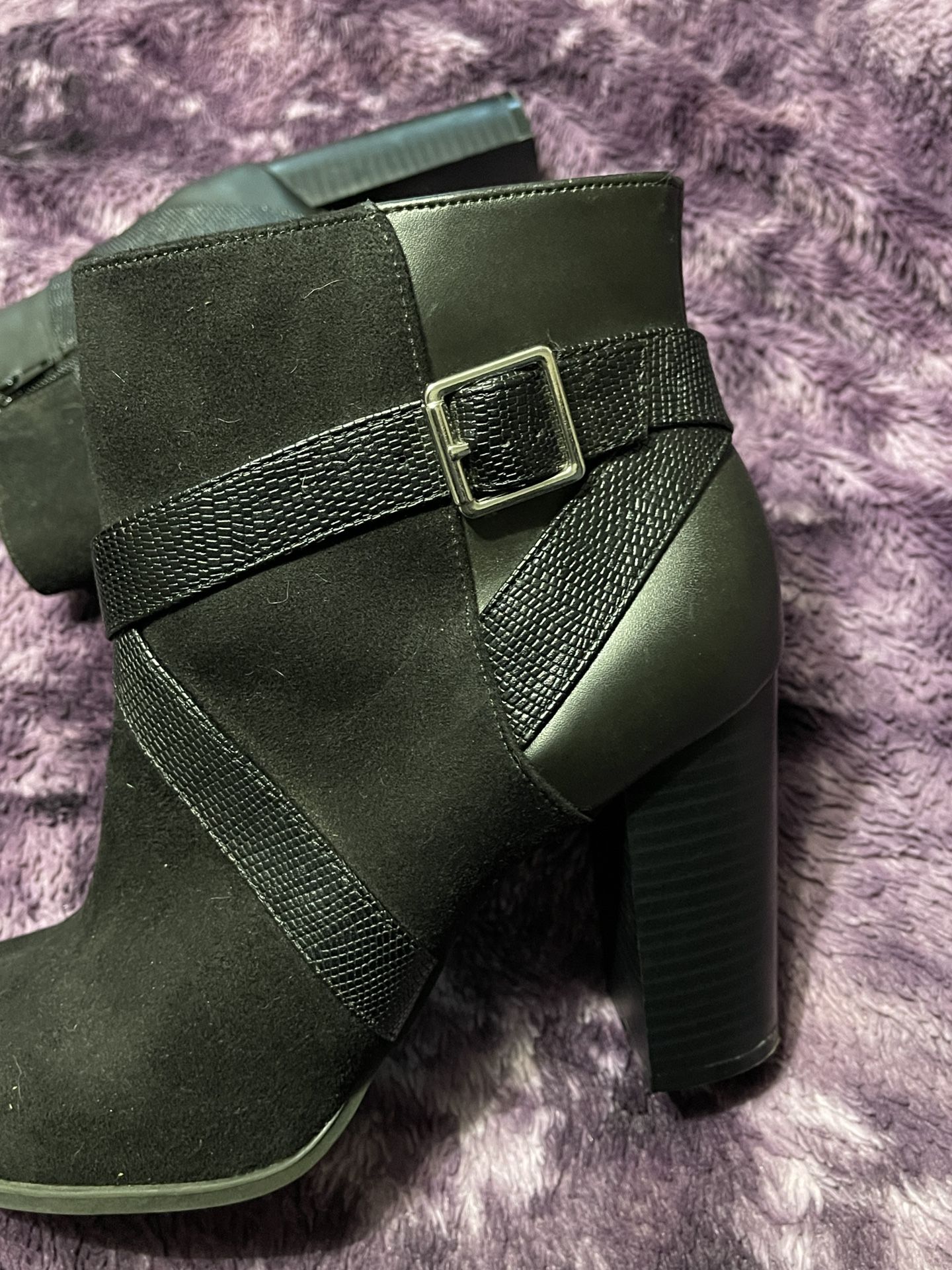 Women’s Black Suede Ankle Boots, Size 11