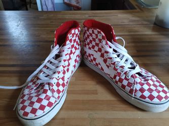 Red And White Checkered High Top Vans