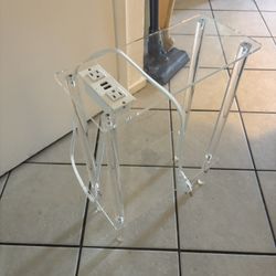 Acrylic Side Table w/Outlets