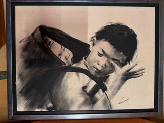 Framed Mother & Child Artwork – 26” × 20”