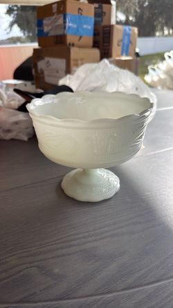 Milk Glass Pedestal Compote Bowl