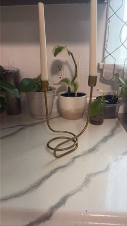 Gold Metal Double Taper Candle Holder