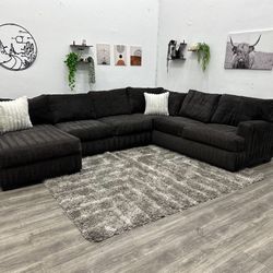 Black Sectional Couch - Free Delivery