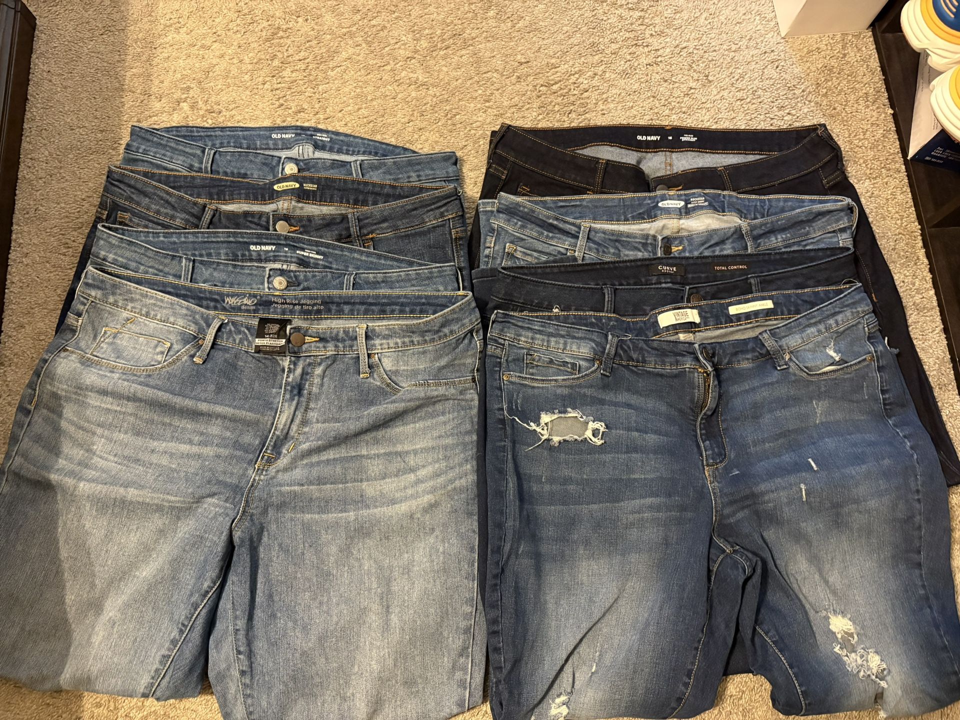 Bundle Of 9 Pair Of Jeans Sizes 14-16