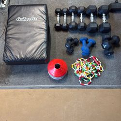 Weights Cones Jump rope Punching Bag And Bench 