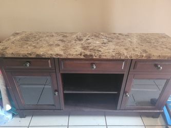Wood Sideboard Buffet with Marble Top