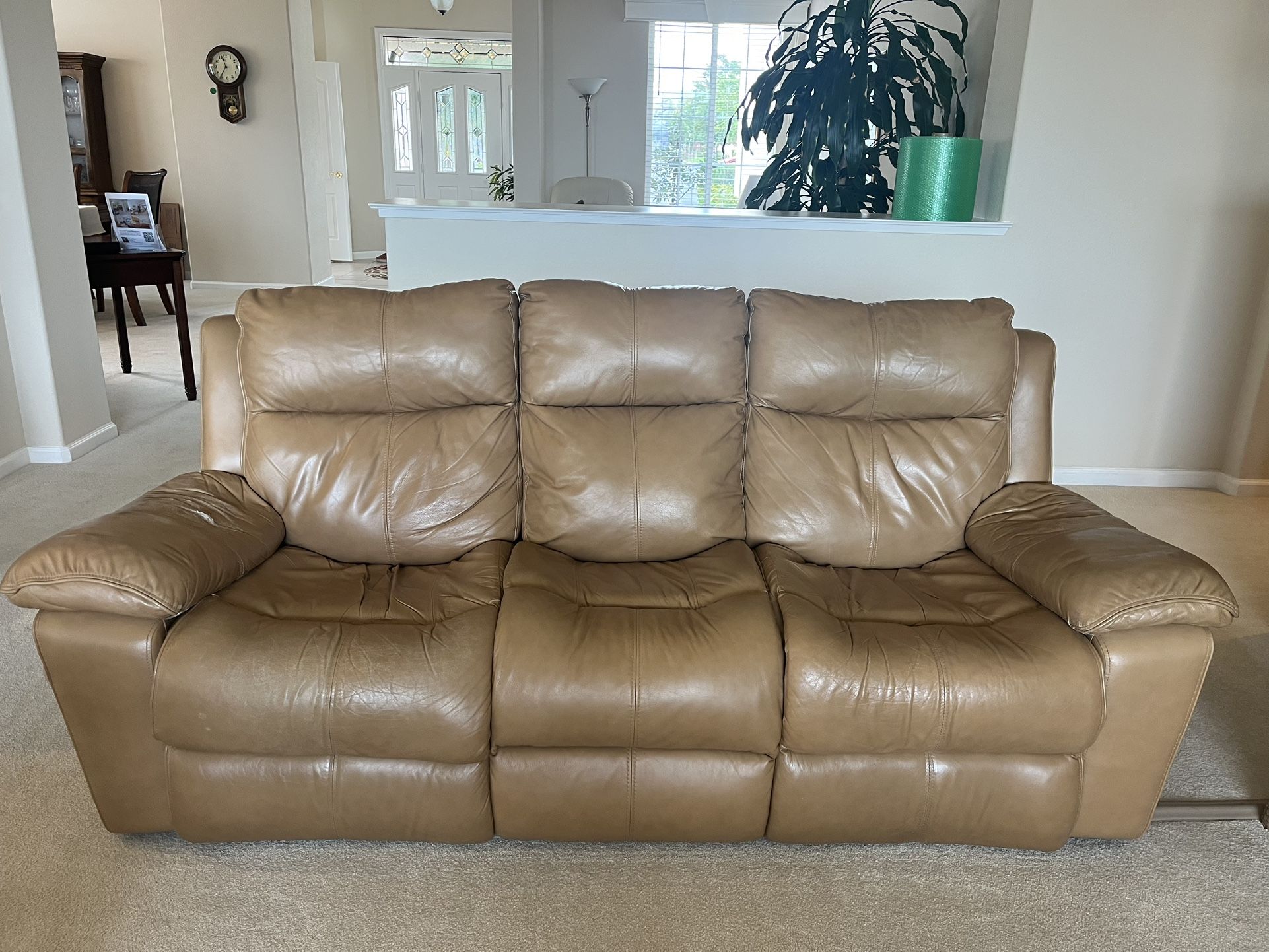 Leather Double Recliner Sofa