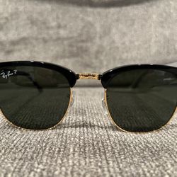 New Ray-Ban RB3016 Black/Gold Clubmaster 51MM Sunglasses